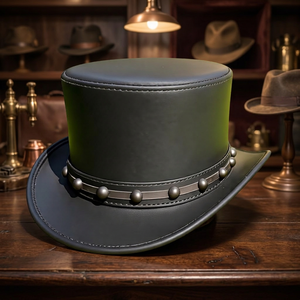 100% Genuine Leather Cowboy <b>Hat</b> Black Casual Fashion Unisex Customized BS International Luxury Travel Four Seasons Adults - Product Image 1