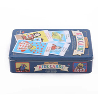 Boîte rectangulaire en fer blanc avec impression personnalisée pour cartes à jouer pour enfants Emballage de cartes de jeu de puzzle en étain
