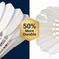 Volants de badminton d'entraînement à vol stable, plumes d'oie durables, tige en acier, poignée en PVC, lot de 6, vente en gros directe usine pour clubs