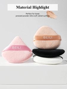 Houppette triangulaire en velours pour poudre libre, marque privée, applicateur de maquillage facial super doux, lavable, pour poudre sèche ou humide - Product Image 3