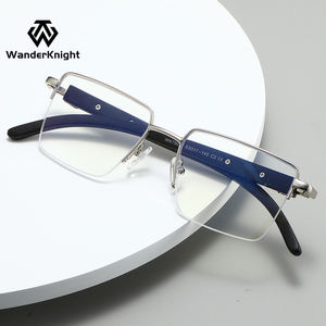 Lunettes optiques rectangulaires demi-cerclées anti-lumière bleue <span class=keywords><strong>en</strong></span> <span class=keywords><strong>bois</strong></span> faites à la main pour hommes, pour correction <span class=keywords><strong>de</strong></span> la <span class=keywords><strong>vue</strong></span> - Product Image 1