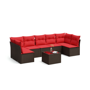 Moderno Conjunto de Sofás de Patio de Ratán Sintético Marrón con Cojines, Muebles de Exterior para 8 Personas - Product Image 1