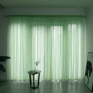 2024 nuevos productos 15 colores decoración de ventanas cortinas transparentes de gasa verde