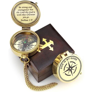 Hombres mujeres bautismo confirmación comunión brújula Pantalla de madera brújula caja graduación regalos para estudiantes niños - Product Image 3