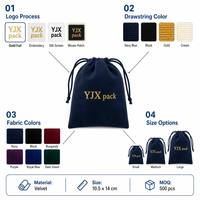 Pochette personnalisée en velours bleu marine avec cordon de serrage 10,5x14cm, sac cadeau pour bijoux, sac en velours avec logo en feuille d'or, approvisionnement en gros OEM
