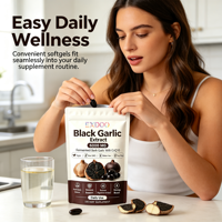 Gélules d'huile d'ail noir vieilli à marque privée 500mg 1000mg Sans odeur Formule sans odeur d'ail pour l'haleine Fonction cardiovasculaire Antioxydant
