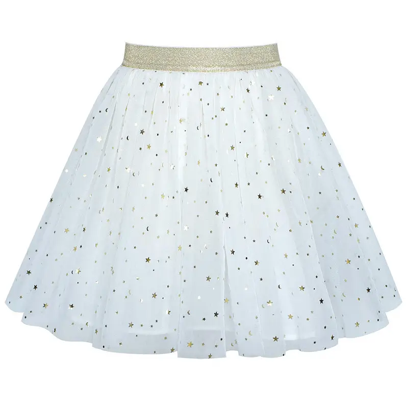 Spring and summer girl star pattern gauze skirt stage performance skirt girl skirt