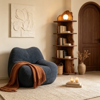 Moderner, umweltfreundlicher Sitzsack aus Stoff, Kompressions-Lazy-Sofa, geschwungener Lounge-Sessel, anpassbar, keine Montage erforderlich, Hotel