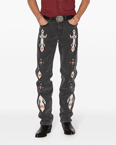 YKMOZI Logo personnalisé imprimé délavé délavé hommes Denim jean pantalon strass goujons hommes jean pierre précieuse clouté bleu jean - Product Image 3