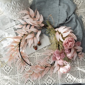 Artificial Floral Wreath Pink <b>Leaves</b> And Flowers <b>Wall</b> Hanging Home <b>Decor</b> For Wedding And Photography Props - Product Image 3