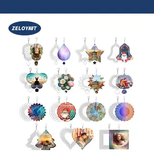 ZELOYUAT Sublimation Wind Spinner Flame Shape Double Sides Printing Sublimation Metal Blanks Wind Spinners For Gardenn