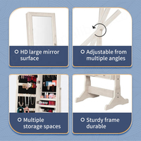 Miroir sur pied verrouillable pleine longueur organisateur d'armoire à bijoux miroir debout avec rangement