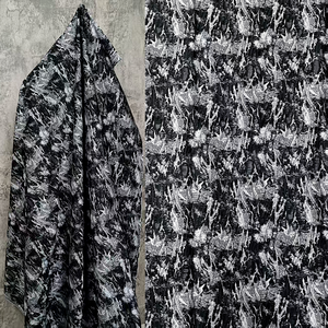 Jsu30033 <strong>2026</strong> New Black and White Floral Cut Marble Jacquard Fabric Dress Fashion Skirt <strong>Material</strong> - Product Image 4