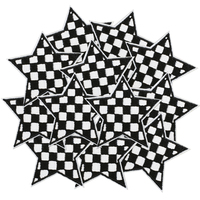 Patch étoile à carreaux noir et blanc, broderie en forme d'étoile, applique thermocollante pour veste de motard, sac, chapeau, décoration DIY