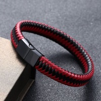 Vente en gros de bijoux de luxe pour hommes bracelet rétro en cuir tressé fait main vintage fermoir magnétique bracelet en cuir bracelet