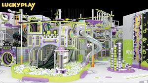 Parque de Aventuras Infantil de Madera con Toboganes y Tirolina - Luckyplay, Equipo de Parque de Diversiones Interior para Centros Comerciales y Zonas de Juego - Product Image 2