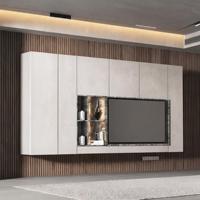 Meuble TV de rangement moderne en MDF blanc, pour hall d'hôtel, chêne gris, minimaliste, brun foncé, taupe