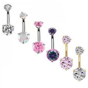 Piercing all'Ombelico in Acciaio Inossidabile 316L con 3 Punte Rotonde in Zirconia Cubica, Filettatura Interna, Gioiello alla Moda, Regalo di Nozze - Product Image 1