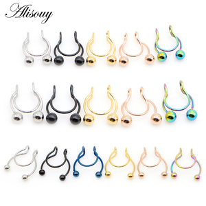 Alisouy 1PC <strong>Nose</strong> Ring <strong>Fake</strong> Septum <strong>Piercing</strong> Stainless Steel Clip Hoop <strong>Nose</strong> Rings <strong>Stud</strong> Sexy for Women Non Pierced Body Jewelry 20G - Product Image 1