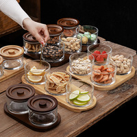 Frasco de Vidrio con Tapa de Bambú Hecho a Mano, Ecológico y Resistente a la Humedad, Bandeja para Frutas, Semillas de Melón, Aperitivos, Especias, Té, Almacenamiento de Alimentos, Perfecto para la Cocina