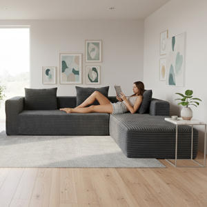 Divano Italiano Moderno Modulare in Velluto a Coste, Set di Divani per <span class=keywords><strong>Soggiorno</strong></span>, Divano Componibile Confortevole Sottovuoto - Product Image 2