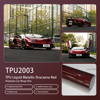 Película de Vinilo para Automóviles TPU Líquido Metálico Rojo Dracaena, Instalación en Húmedo, Brillante, 1.52*15m, Rollo de PPF Personalizado de Alta Calidad para Automóviles