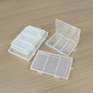 Plastic Storage Box Rectangle 3 Grids Covered With Compartments Desktop Organizer For Beads Sewing Fishing Gear - Product Image 2