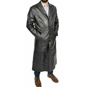 Manteau long en cuir véritable pour homme, coupe classique, de haute qualité, avec logo personnalisé, design personnalisé, vente en gros, vêtements d'hiver - Product Image 3