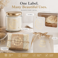 Étiquettes autocollantes personnalisées en vinyle transparent avec dorure à chaud, imperméables, brillantes ou mates, pour bougies, emballages cadeaux, OEM