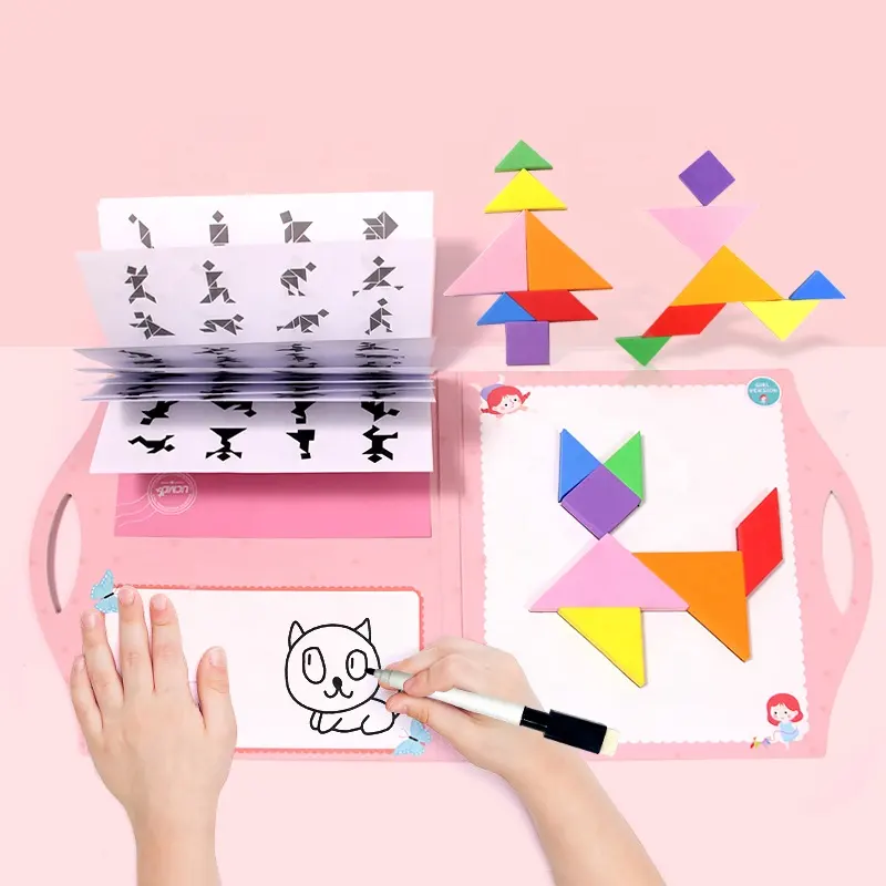 UCMD Desain Baru Hadiah Natal Pendidikan Anak-anak Jigsaw Magnet Mainan Baru Permainan Magnetik Tangram Puzzle untuk Anak Perempuan