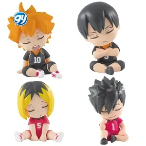 Set patung kecil Anime 4 buah/Set, Set Patung mainan koleksi patung tokoh Haikyuu Shoyo Hinata Tobio Kageyama Kozume Kenma