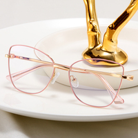 MS 82249-Lunettes œil de chat à large monture en métal pour femmes, monture en alliage solide à motif de diamant, verres AC anti-lumière bleue pour hommes