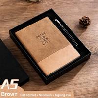 Service OEM/ODM, boîte cadeau en cuir PU, couverture rigide, stylo de signature, ensemble de luxe pour cadres, carnet de notes A5 personnalisable