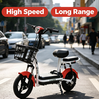 Vélo électrique urbain 48V 350W, batterie au plomb-acide, cadre en acier au carbone, roues de 20 pouces, suspension arrière, assistance au pédalage, freins à disque doubles, LED