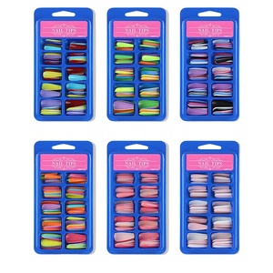 100 pièces de faux ongles à presser, couleurs assorties, style ballerine long, couverture complète, ongles artificiels - Product Image 3