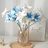 Künstliche 3-köpfige Klebeband-umwickelte Lilien, 3D-gedruckte Weichplastik-Hochzeitsdekoration, Blumenwand, Kunstblumen, Fotorequisiten, China