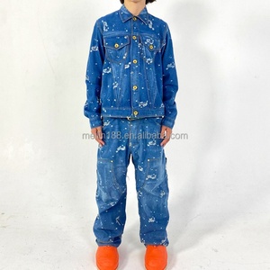 Conjunto de Mezclilla de Alta Calidad para Ropa Urbana, Fabricante Personalizado, Conjunto de Chaqueta y Pantalones de Mezclilla Unisex, Conjuntos de Jeans Azules para Hombre - Product Image 1
