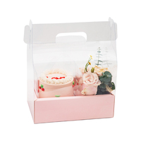 Cajas de flores de plástico transparente reciclables personalizadas de lujo con mango plegable y relieve para regalos de San Valentín de sushi