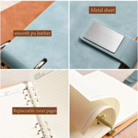 Cuaderno de Tapa Dura A5 de Cuero PU Personalizado en Oferta, Útiles Escolares, Planificador de Empresa con Anillas y Papel Reemplazable, 100 Hojas