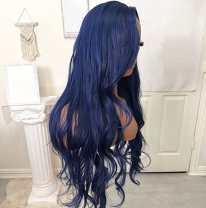 Cheveux vietnamiens Remy <span class=keywords><strong>bleu</strong></span> <span class=keywords><strong>foncé</strong></span> en gros, densité 150%, ondulation naturelle, cuticules alignées, double trame, devant transparent, racines foncées - Product Image 3