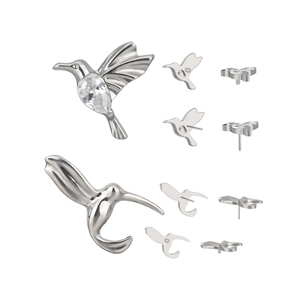 El más nuevo pendiente Labret Helix roscado internamente de 16G CZ pavimentado Cobra Fish Hawk Titanium CNC Set ASTM Certified Ready Engagement - Product Image 6