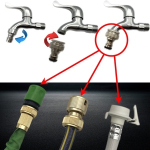 Multi-Size <strong>Tap</strong> Connector 1/2" &amp; 3/4" Brass Adapter, Chrome Garden <strong>Hose</strong> Quick Connect Fitting for Indoor Outdoor Use - Product Image 6