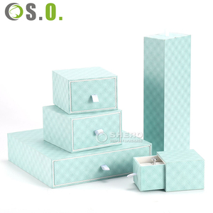 Diamond Texture Light Blue Paper <b>Jewelry</b> Box Set Multi Sizes <b>Jewelry</b> <b>Packaging</b> Box For Retail Shop Bulk Order - Product Image 1