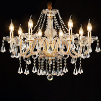 Lustre en cristal K9 classique moderne de luxe, luminaire suspendu en verre doré pour salon, chambre d'hôtel, lustres et suspensions