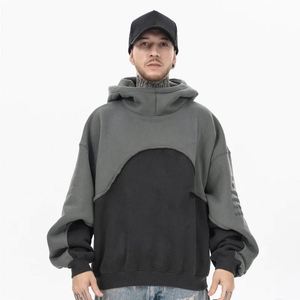 Wholesale OEM Custom Logo Fleece Thick Unisex Hoodies Polyester Cotton <b>Stitching</b> Color Blank Mens Oversized Hoodies - Product Image 1