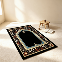Tapis de prière musulman islamique en velours diamanté brillant antidérapant imprimé en 3D pour la décoration de la maison islamique