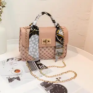 Tas persegi kecil motif tas tangan desainer Messenger rantai Mini tas wanita kualitas tinggi wanita baru merek terkenal PVC