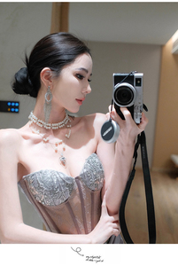 ชุดราตรีผ้าซาตินสีลาเวนเดอร์ทรงเมอร์เมด สายเดี่ยวรัดตัว แต่งลูกไม้  ชุดยาวสำหรับงานเลี้ยงหรืองานพรอม - Product Image 6