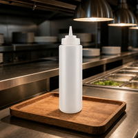Bouteille de sauce en gros à presser, contrôle des portions, en PP de qualité alimentaire, 32 oz, blanche, rechargeable, pour buffet