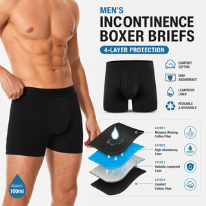 <span class=keywords><strong>Calzoncillos</strong></span> Bóxer Ultra Suaves para Hombre, 4 Capas, 100 ml, a Prueba de Fugas, de Algodón, Absorbentes de Humedad, Lavables, OEM, Ropa Interior para Incontinencia - Product Image 1